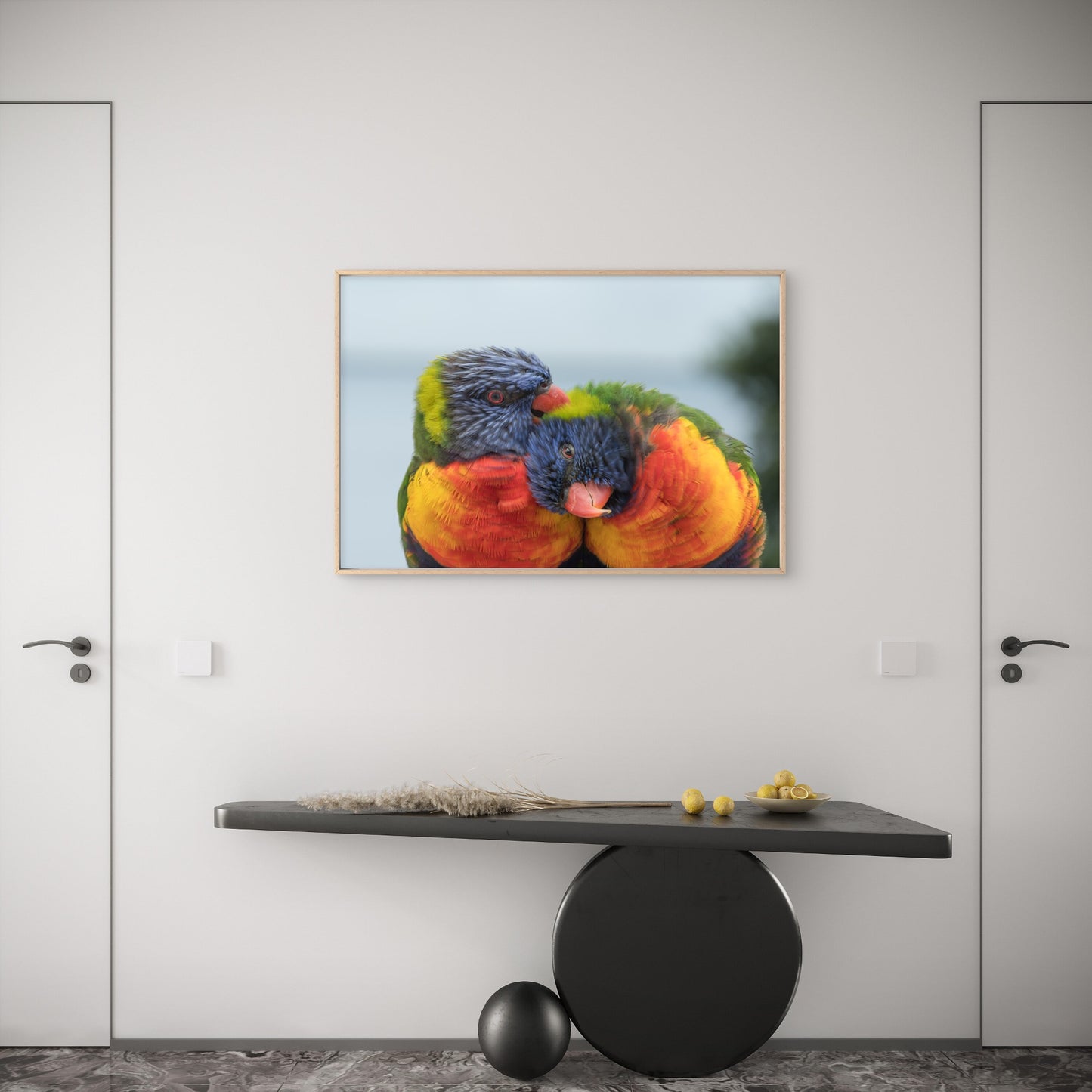 Pair of Rainbow Lorikeets Preening Australia Wall Art Decor 100% Australian Made