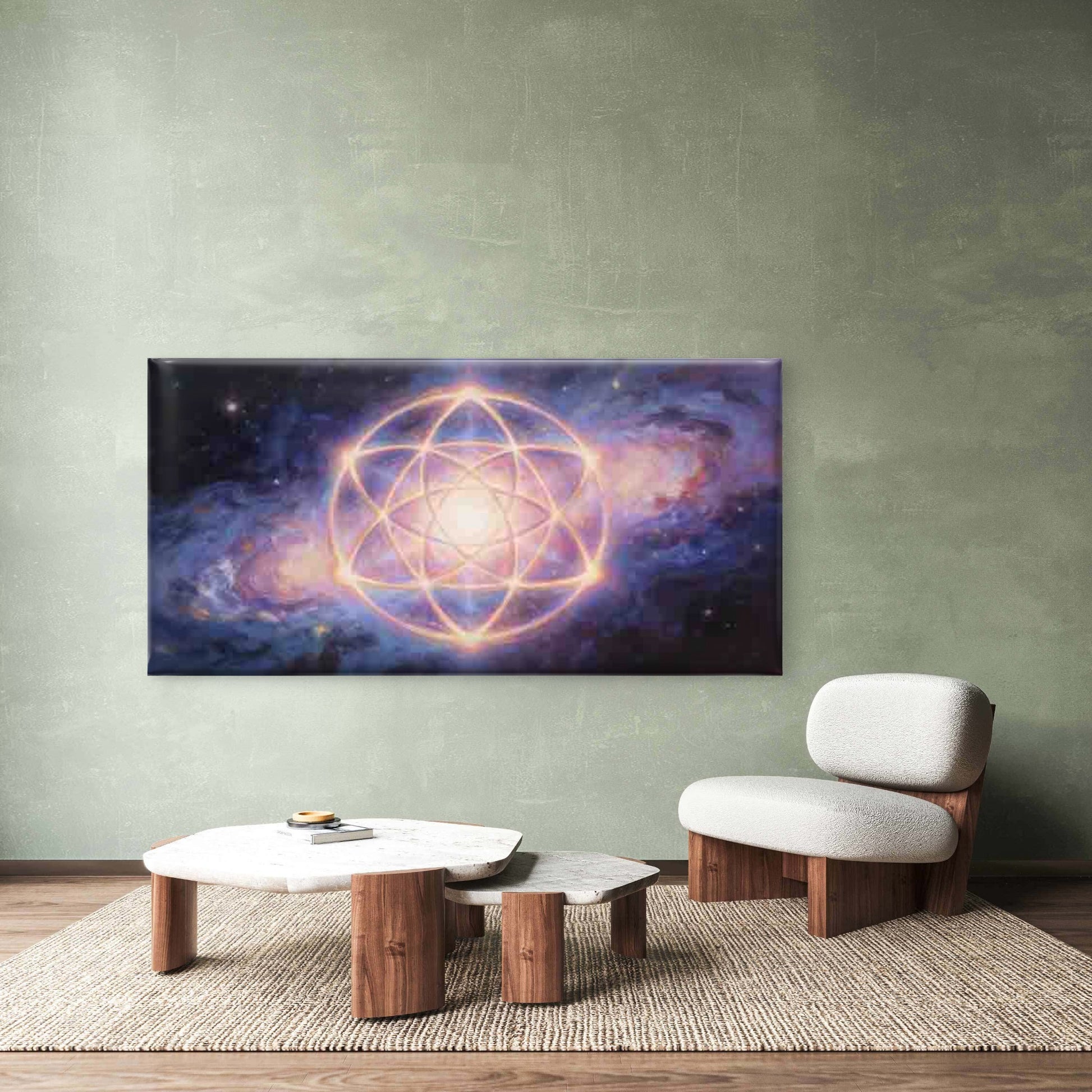 Glowing Cosmic Energy Geometry Wall Art Canvas Office Home Room Framed 120x60cm - Bella Home Decor