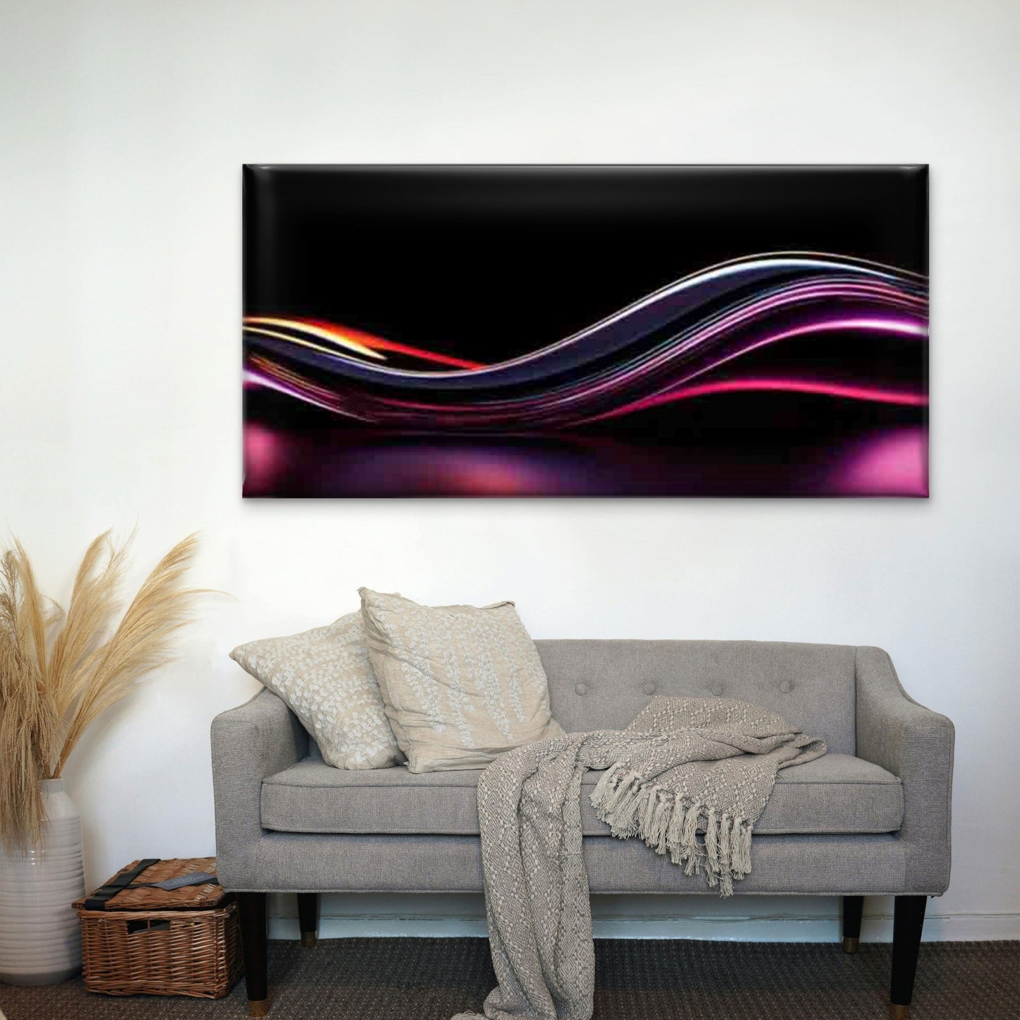 Modern Abstract Wave Wall Art Canvas Office Home Room Framed 120x60cm - Bella Home Decor