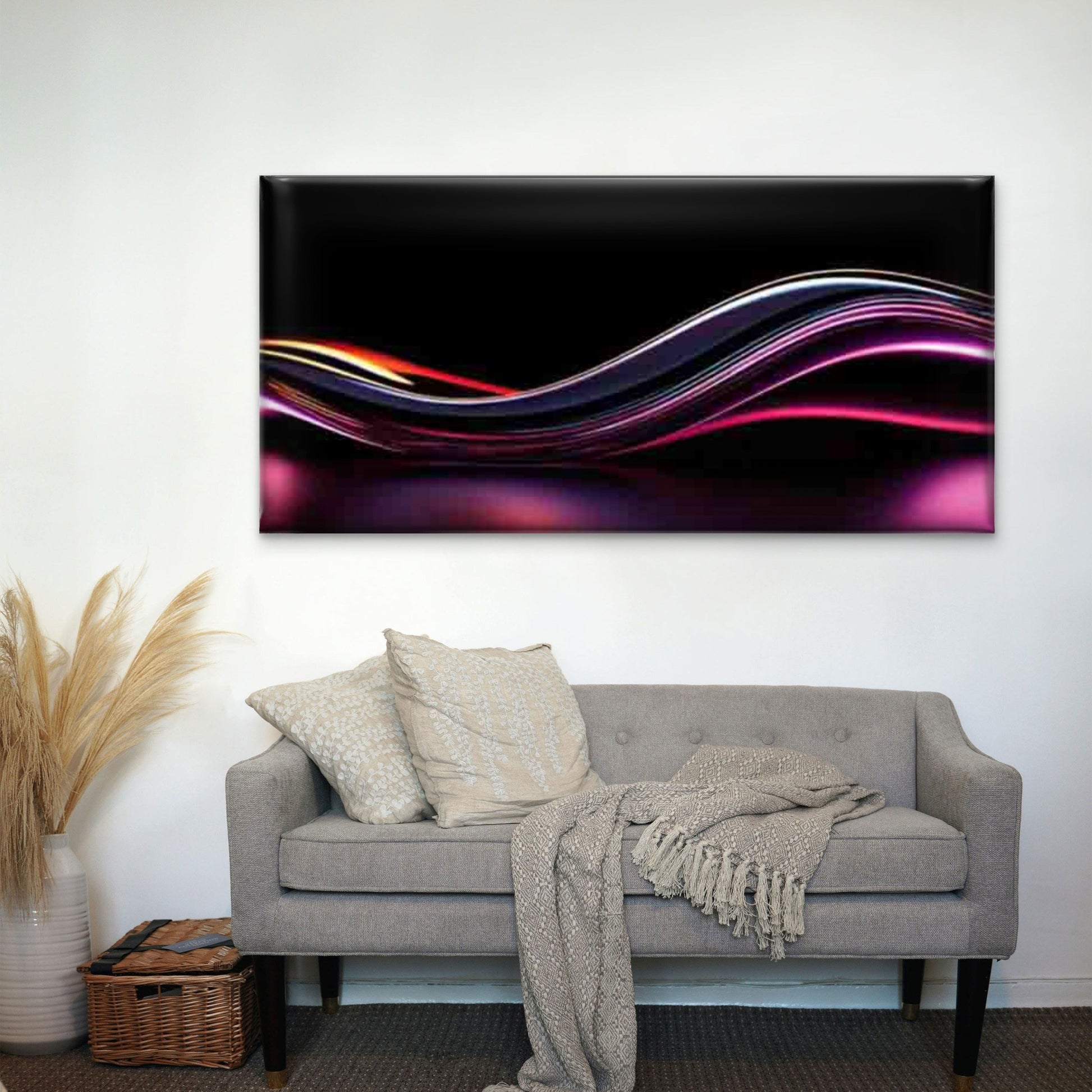 Modern Abstract Wave Wall Art Canvas Office Home Room Framed 120x60cm - Bella Home Decor