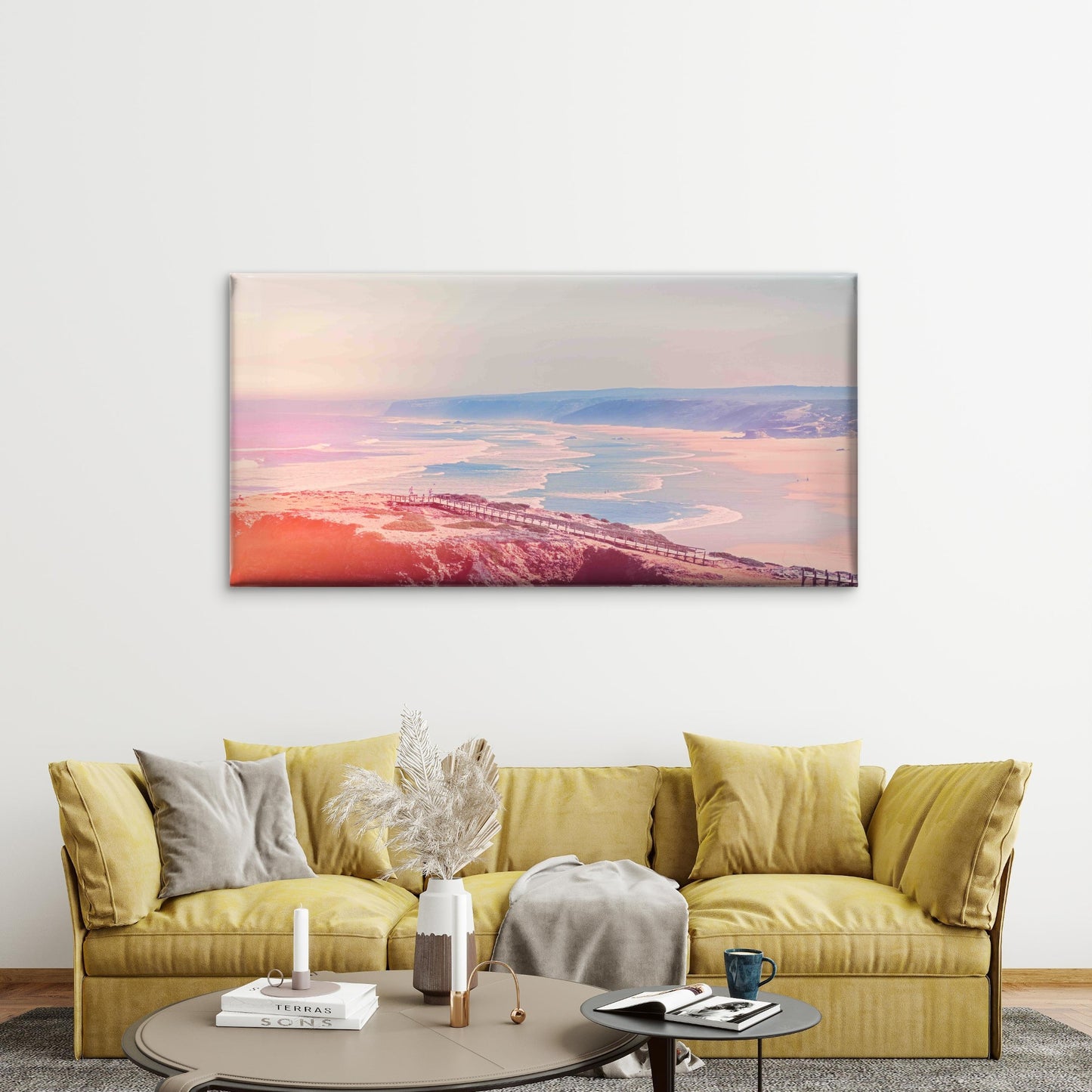 Aerial View Of Snow Mountains Wall Art Canvas Office Home Room Framed 120x60cm - Bella Home Decor