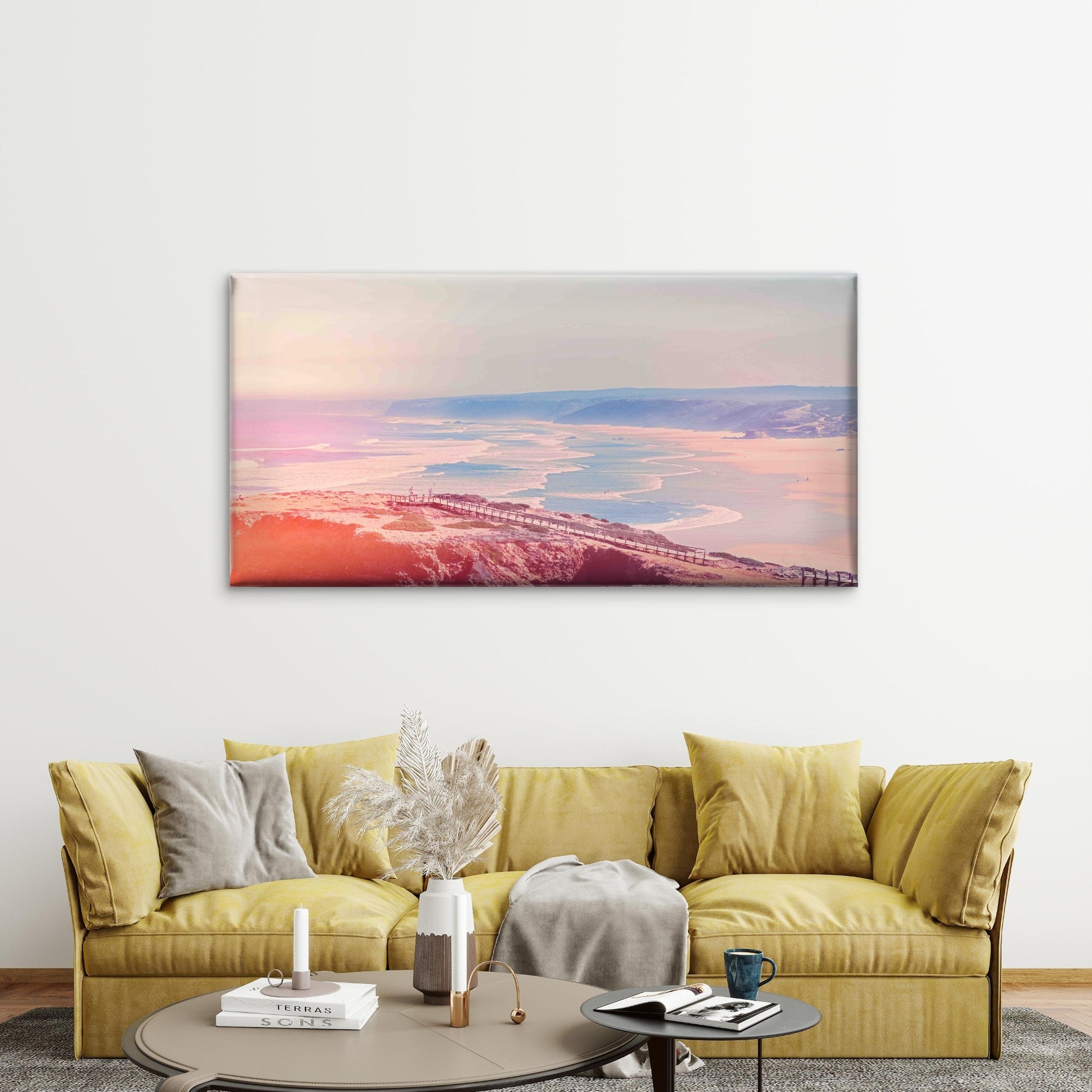 Aerial View Of Snow Mountains Wall Art Canvas Office Home Room Framed 120x60cm - Bella Home Decor