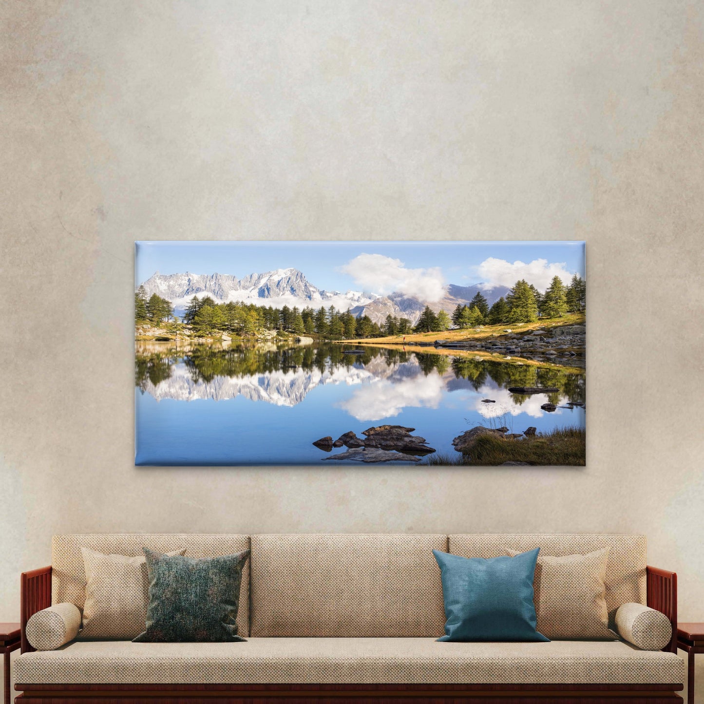 Lake Arpy Mountain Reflection Wall Art Canvas Office Home Room Framed 120x60cm