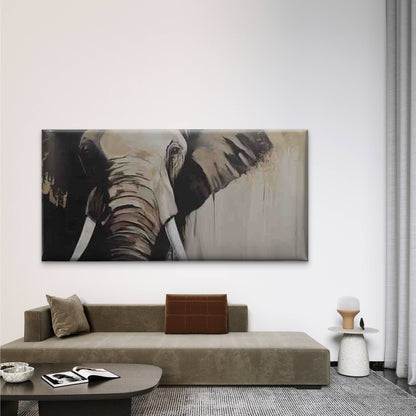 Grey Elephant Vintage Wall Art Canvas Office Home Room Framed 120x60cm