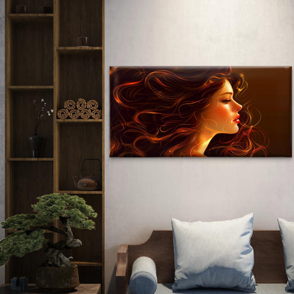 Abstract Fantasy Wavy Hair Lady Wall Art Canvas Office Home Room Framed 120x60cm