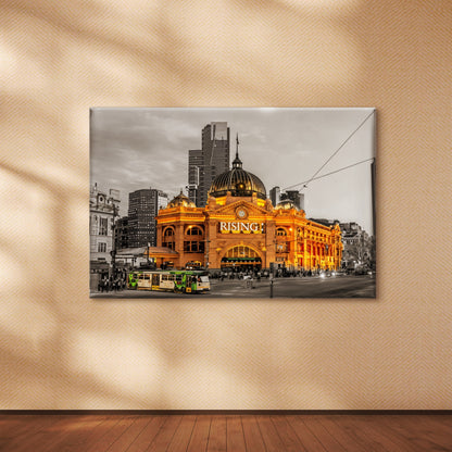 Melbourne Street Light Black and White City Wall Art Decor 100% Australian Made