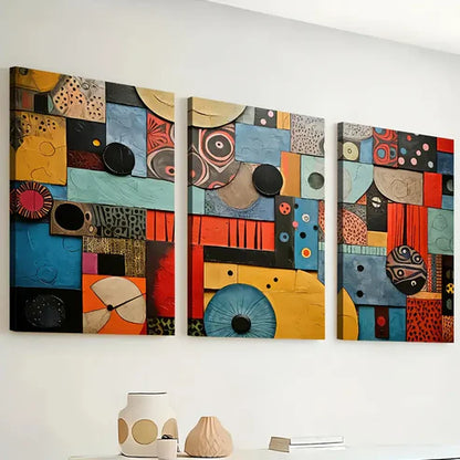 3pcs Retro Style Fashion Abstract Graphic Art Vintage Wall Art Set Canvas Unframed - High Quality Print 100% Australian Made Wall Canvas