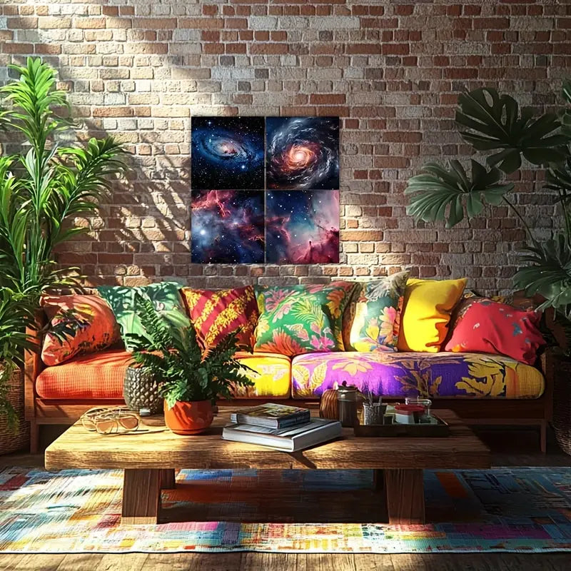 4pcs Galaxy  Nebula Space  Wall Art Canvas Framed - Bella Home Decor
