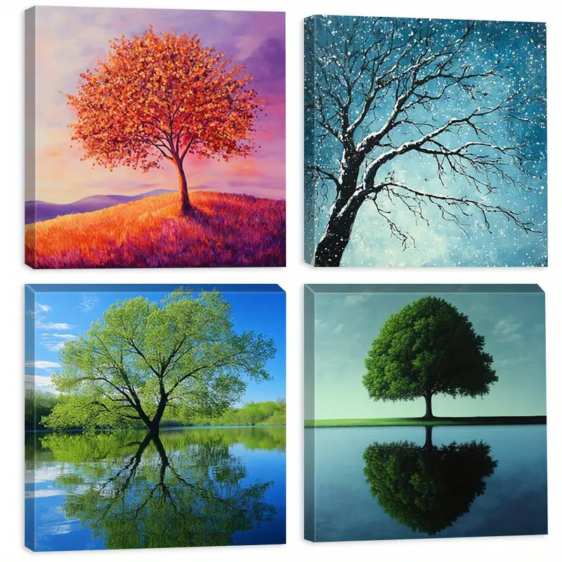 4pcs  Spring Winter  Summer SWS  Wall Art Canvas Framed