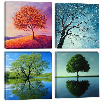 4pcs  Spring Winter  Summer SWS  Wall Art Canvas Framed