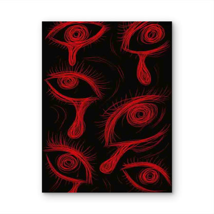 Retro Red Eye Art 60x90cm Metal Print Ready to Hang - Bella Home Decor