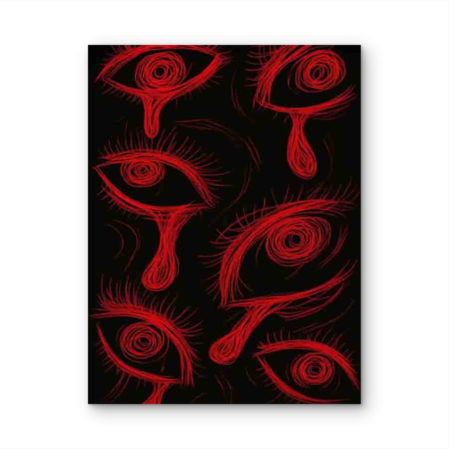 Retro Red Eye Art 40x60cm Metal Print Ready to Hang - Bella Home Decor