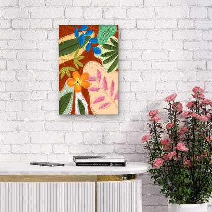 Modern Abstract Boho Floral Illustration 40x60cm Metal Print Ready to Hang