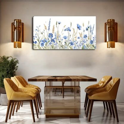 Meadow Blue Cornflower Wall Art Canvas Office Home Room Framed 120x60cm - Bella Home Decor