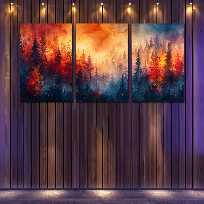 3pcs Sunset Landscape with Snow-Capped Mountains Wall Art Set Canvas Framed 40x60cm - High Quality Print 100% Australian Made Wall Canvas Ready to Hang