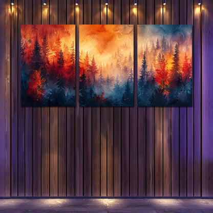 3pcs Sunset Landscape with Snow-Capped Mountains Wall Art Set Canvas Framed 40x60cm - High Quality Print 100% Australian Made Wall Canvas Ready to Hang