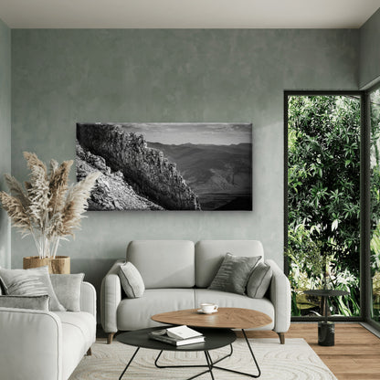 Black And White Rocky Mountain Peak Wall Art Canvas Office Home Framed 120x60cm