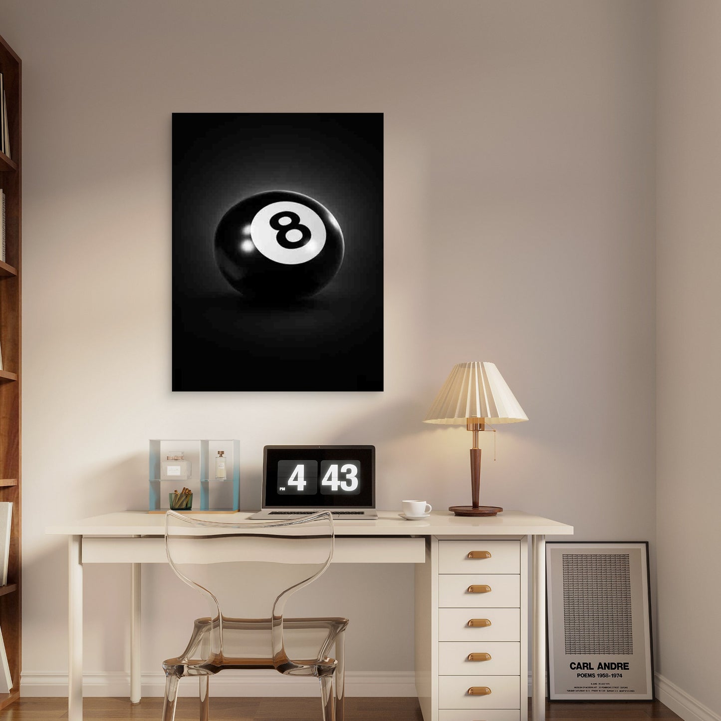 Black Eight Ball Art 60x90cm Metal Print Ready to Hang - Bella Home Decor