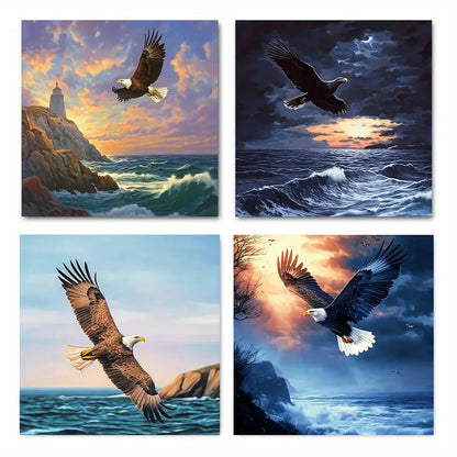 4pcs Scenic Eagle  Elegant ES  Wall Art Canvas Framed