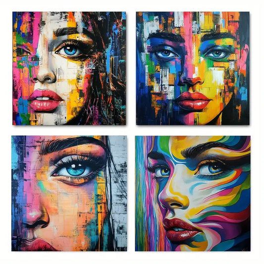 4pcs Girl Power picture quality texture  GP Wall Art Canvas Framed