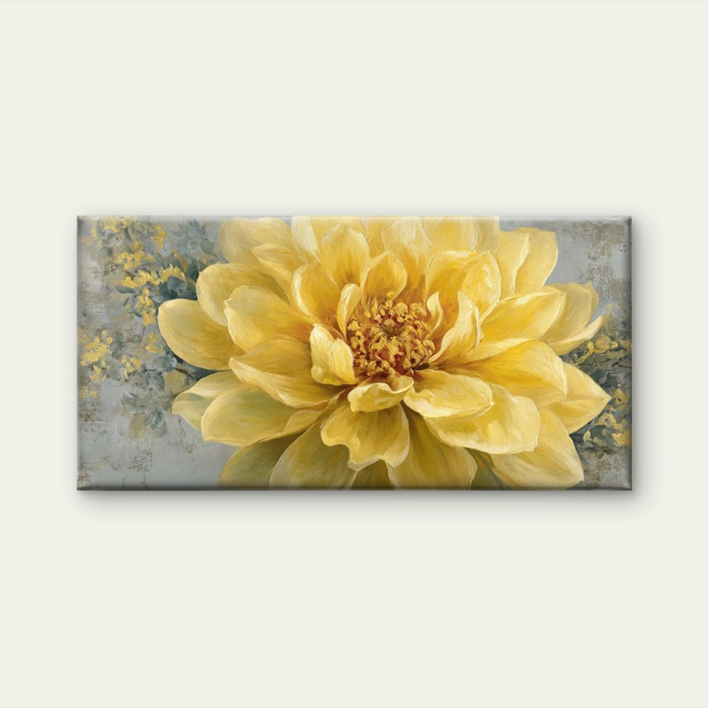 Elegant Yellow Dahlias Flower Wall Art Canvas Office Home Room Framed 120x60cm