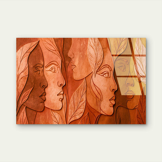 Boho Woman Face Profile Line Art Acrylic Glass Printing Wall Art Australian Made Quality