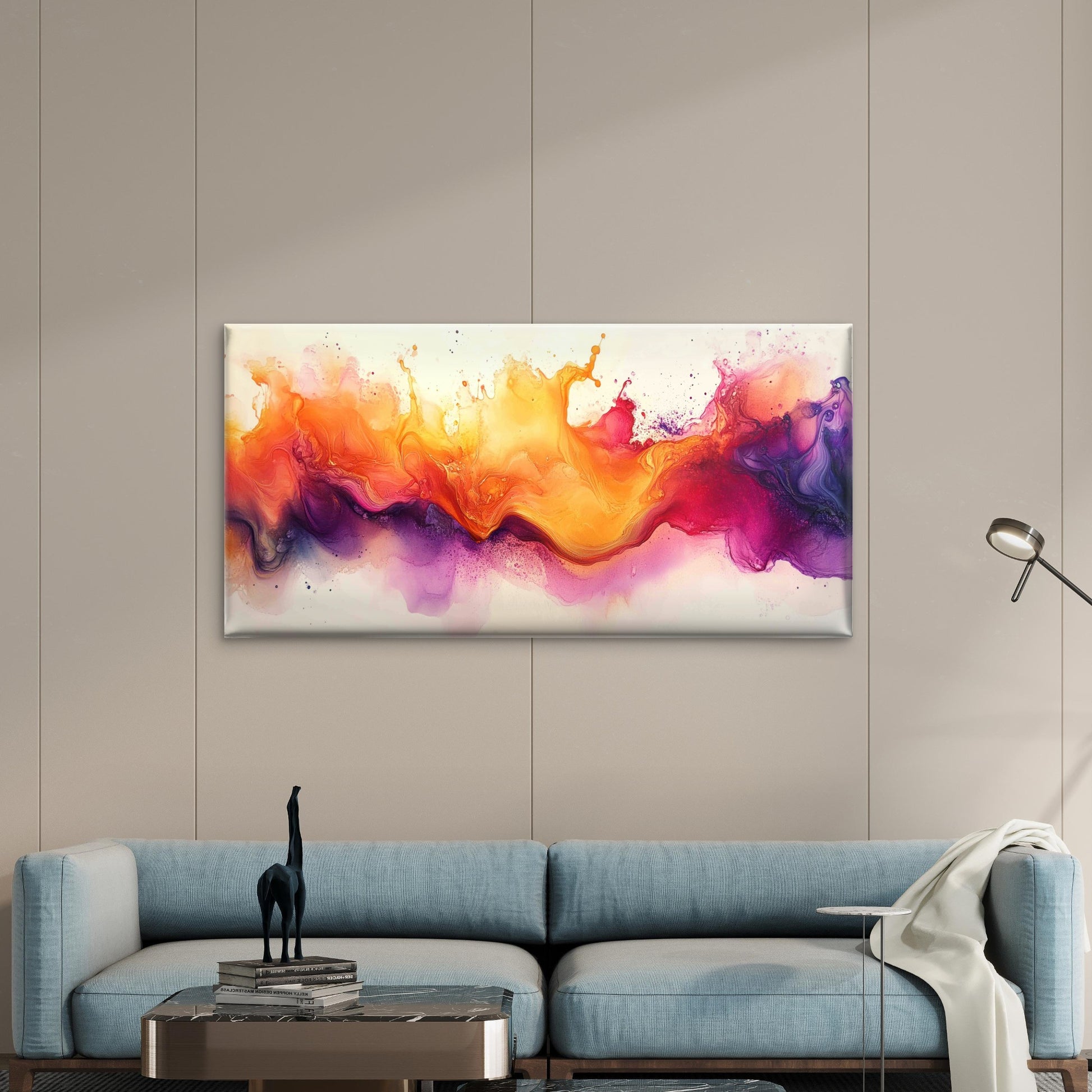 Abstract Swirling Watercolor Wall Art Canvas Office Home Room Framed 120x60cm - Bella Home Decor