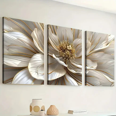 3pcs Art Style Flowers Abstract Landscape Art Wall Art Set Canvas Unframed - High Quality Print 100% Australian Made Wall Canvas - Bella Home Decor