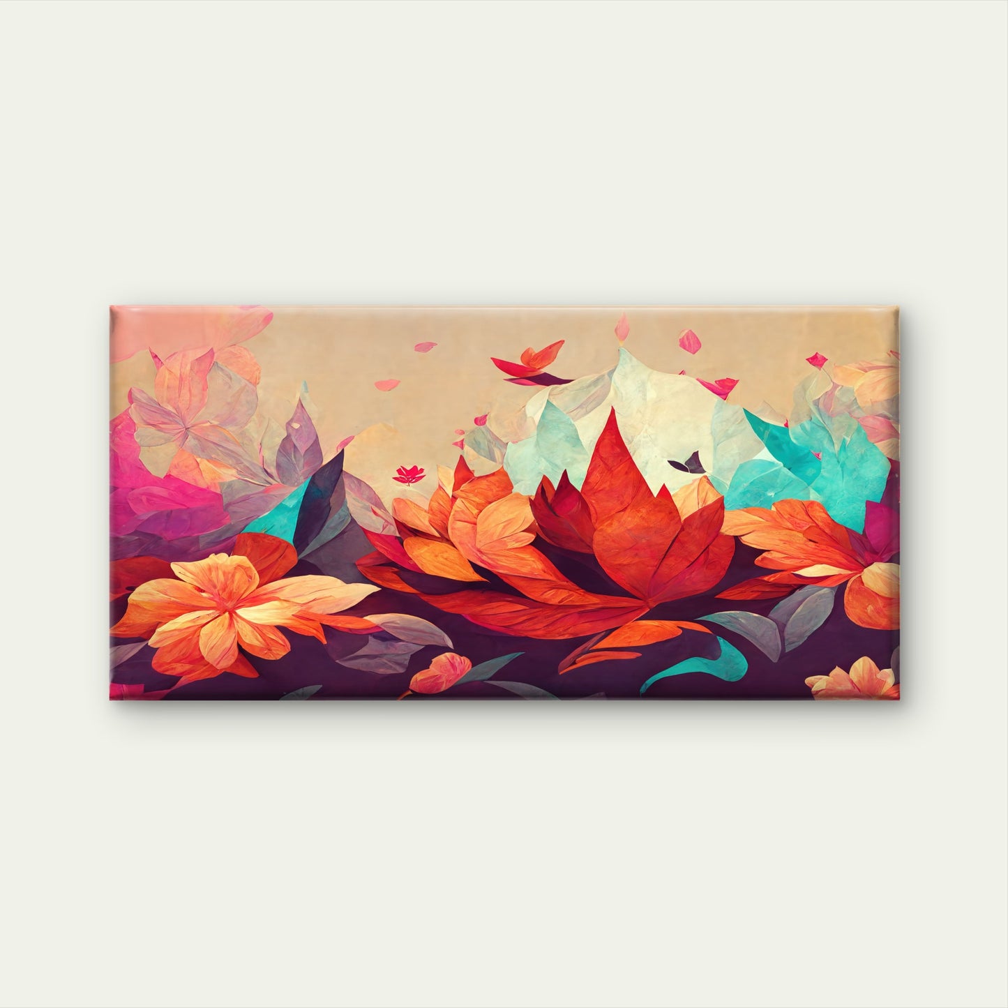 Many Dry Leaves Warm Tones Deep Colors Wall Art Canvas Office Home Room Framed 120x60cm