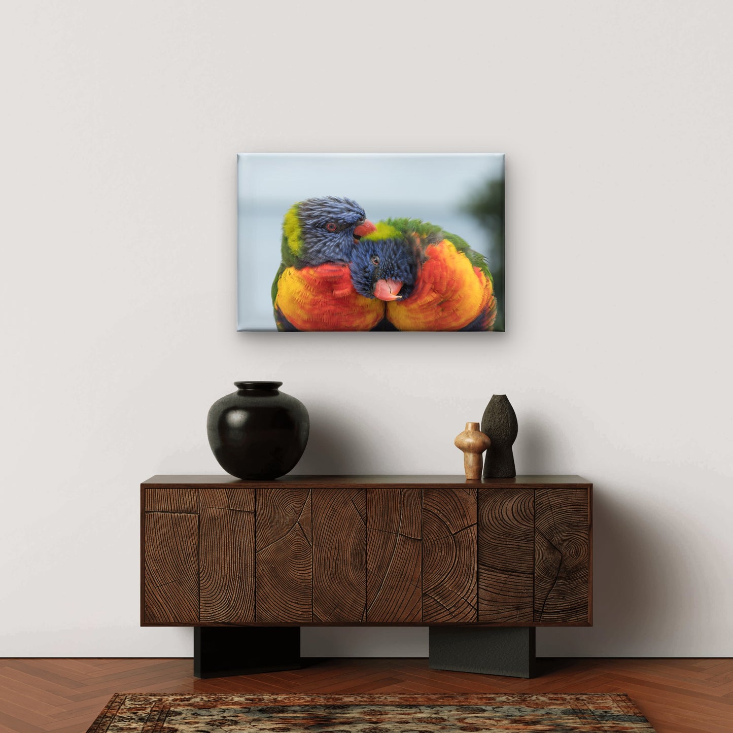 Pair of Rainbow Lorikeets Preening Australia Wall Art Decor 100% Australian Made