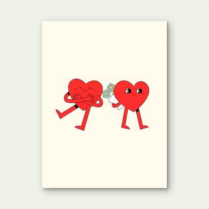 Retro Style Two Hearts 60x90cm Metal Print Ready to Hang