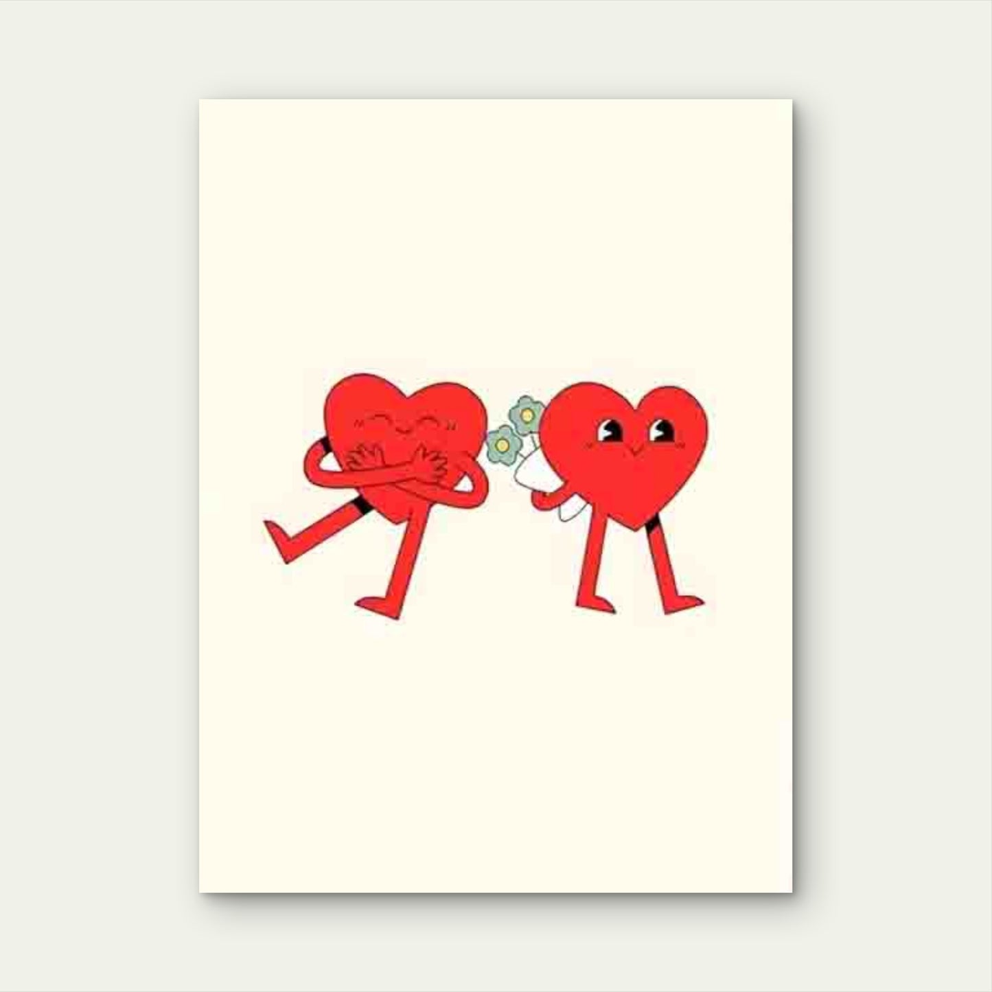 Retro Style Two Hearts Metal Print Ready to Hang