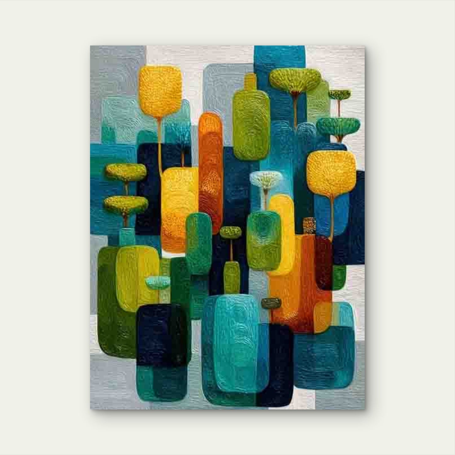 Abstract Shapes Gentle Lines Spring Hues 60x90cm Metal Print Ready to Hang