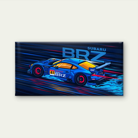 Blue Racecar Dynamic Speed Wall Art Canvas Office Home Room Framed 120x60cm