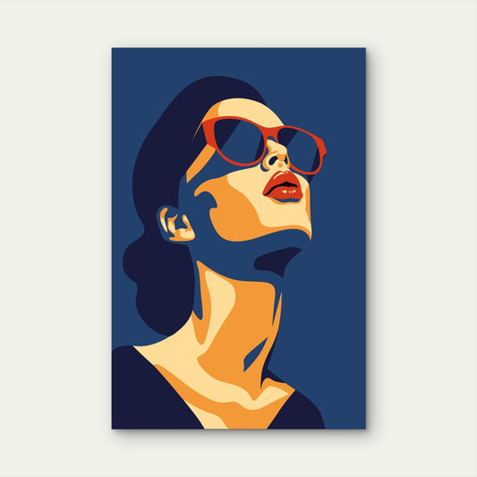 Vintage 1960s Retro Sunglasses Lady 40x60cm Metal Print Ready to Hang