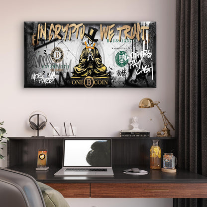 Mascot Wealth Currency Money Print Wall Art Canvas Office Home Framed 120x60cm - Bella Home Decor