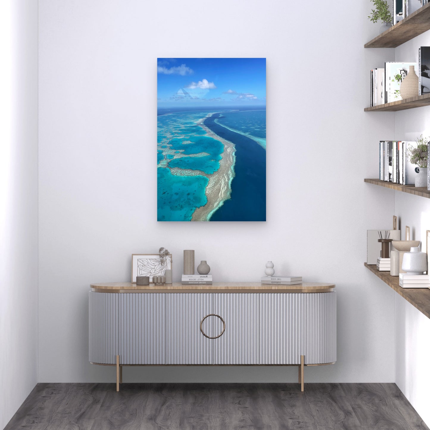 Great Barrier Reef Queensland Aerial Ocean 40x60cm Metal Print Ready to Hang