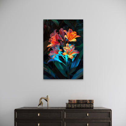 Vibrant Glowing Orange Lily Flower Graphic 40x60cm Metal Print Ready to Hang