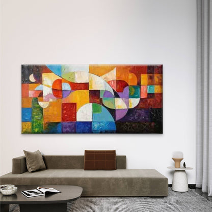Abstract Colorful Blocks Wall Art Canvas Office Home Room Framed 120x60cm