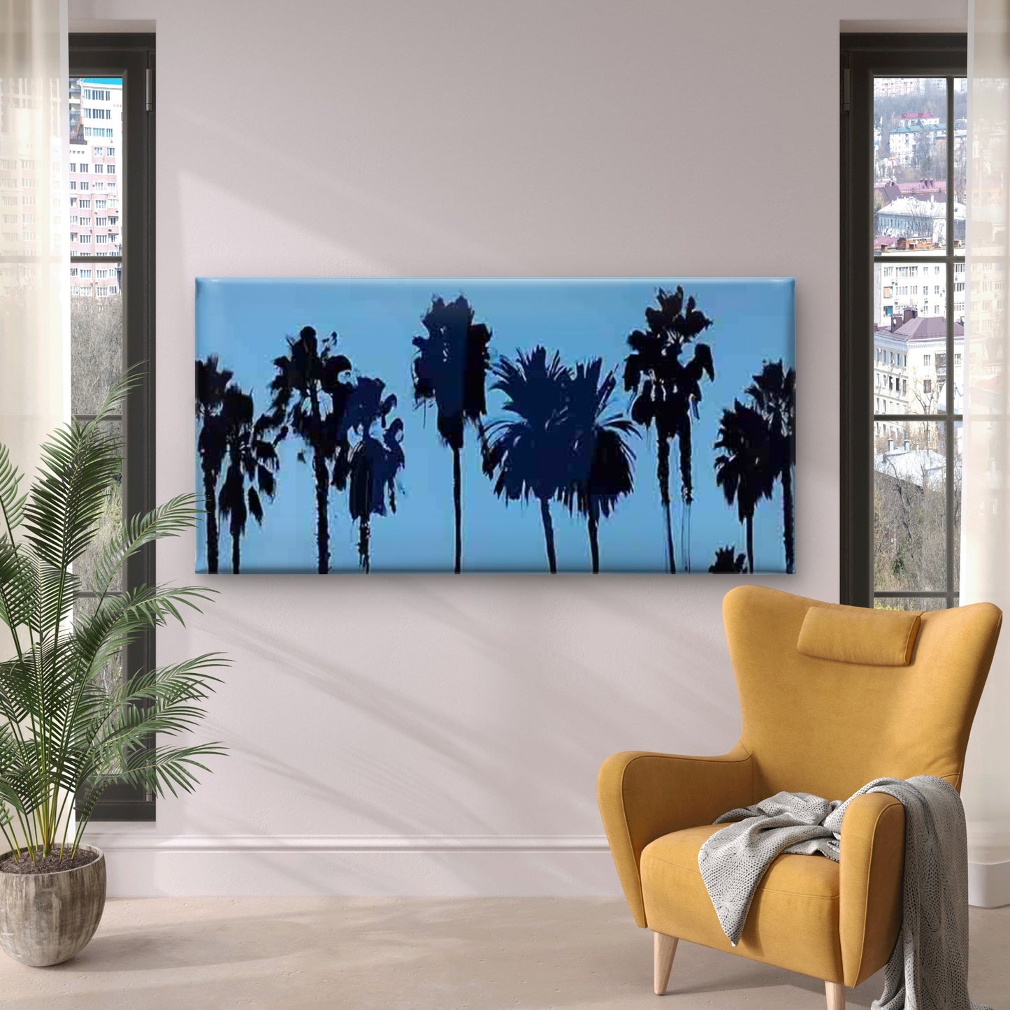 Minimalist Palm Tree Artwork Wall Art Canvas Office Home Room Framed 120x60cm