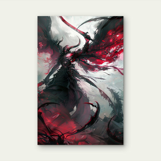 Warrior Dragon Illustration 60x90cm Metal Print Ready to Hang