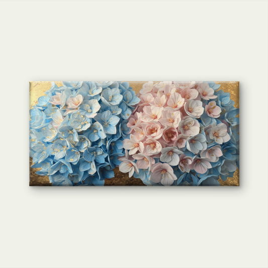 Blue Pink Hydrangea Flower Wall Art Canvas Office Home Room Framed 120x60cm