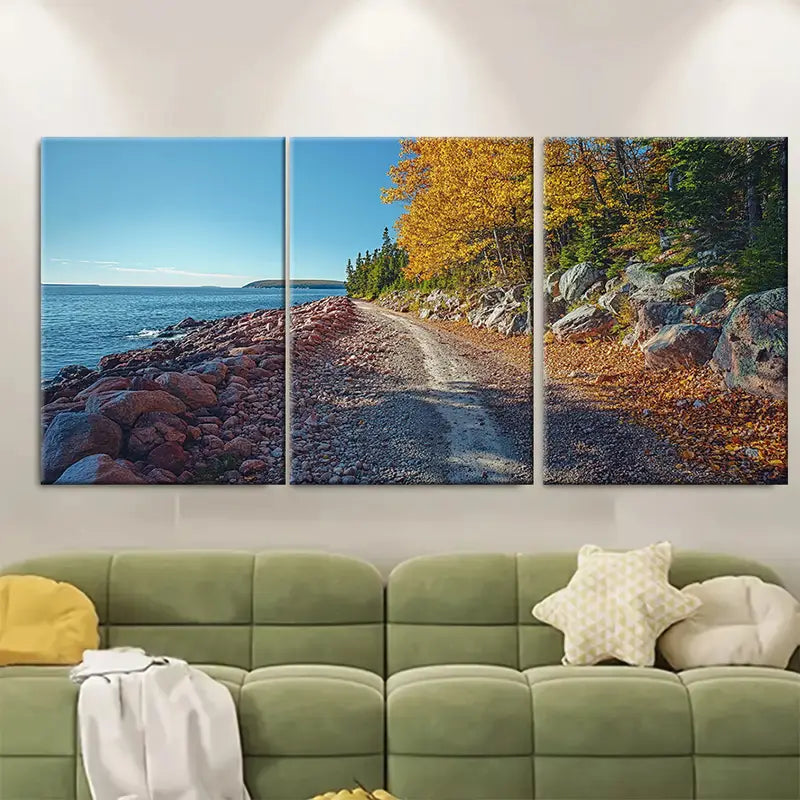 3pcs Acadia National Park Scenic Landscape Wall Art Set Canvas Framed 60x90cm - High Quality Print 100% Australian Made Wall Canvas Ready to Hang - Bella Home Decor