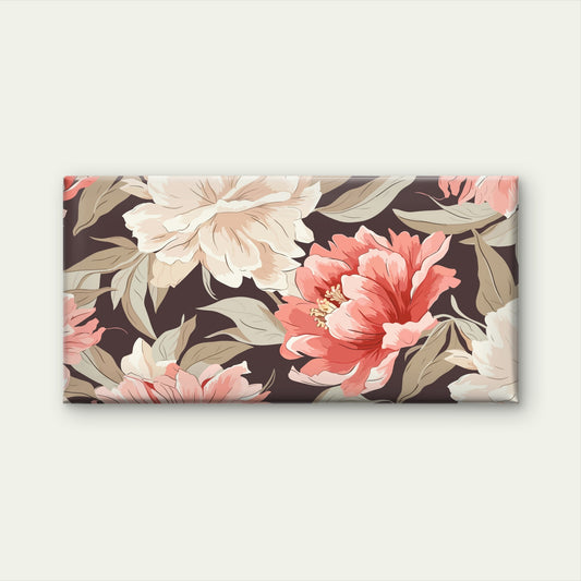 Vintage Pink Cream Peony Flowers Muted Green Leaves Wall Art Canvas Office Home Framed 120x60cm