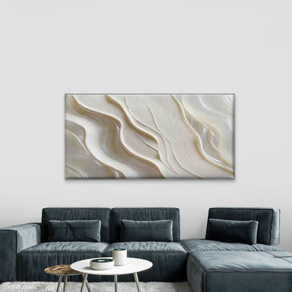 Modern Abstract Cream Wall Art Canvas Office Home Room Framed 120x60cm - Bella Home Decor