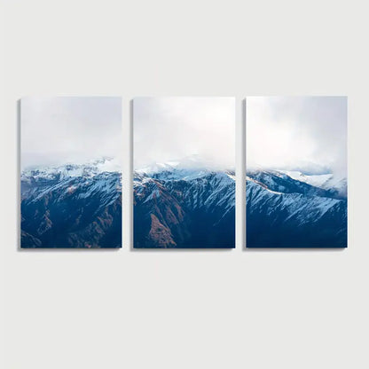 3pcs Blue Snowy Mountain Scenic Art Wall Art Set Canvas Framed 60x90cm - High Quality Print 100% Australian Made Wall Canvas Ready to Hang - Bella Home Decor