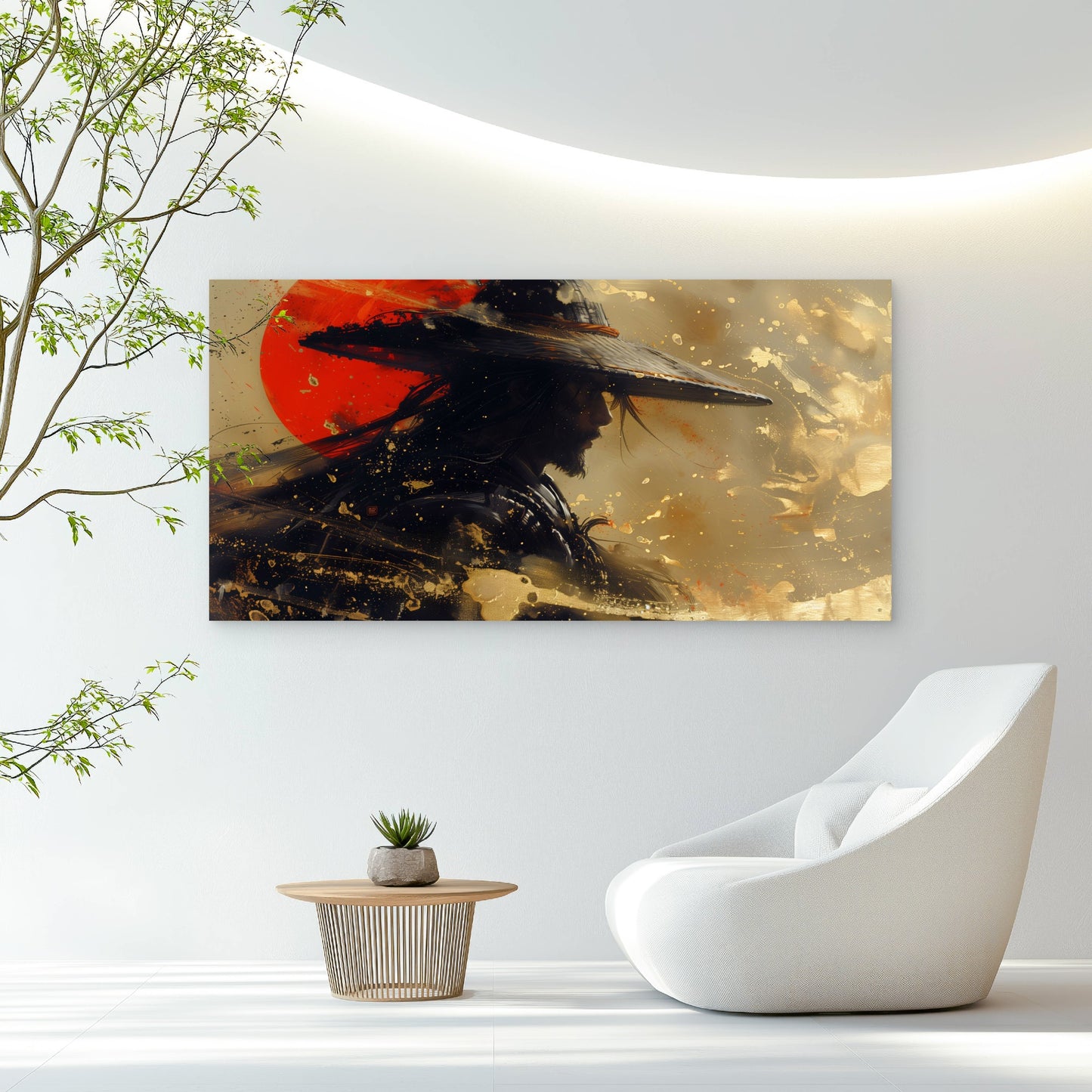 Warrior With Rising Sun Wall Art Canvas Office Home Room Framed 120x60cm