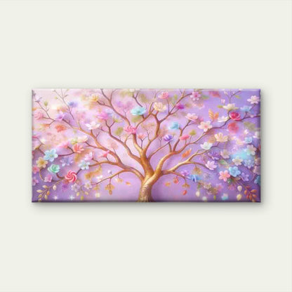 Whimsical Candy Flower Tree Wall Art Canvas Office Home Room Framed 120x60cm