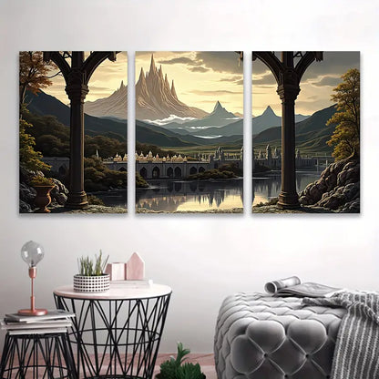 3pcs Majestic Mountain Lake Scenic Landscape Wall Art Set Canvas Framed 40x60cm - High Quality Print 100% Australian Made Wall Canvas Ready to Hang