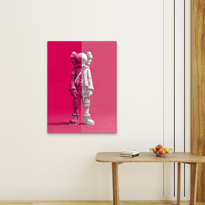 Kaws Red Pink Companion Metal 40x60cm Print Ready to Hang - Bella Home Decor
